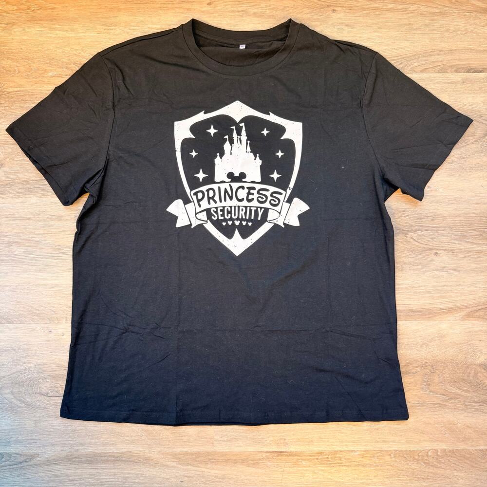 Princess Security Castle Graphic Black T-Shirt XL Disney Inspired